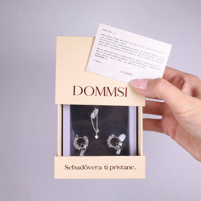 Set Dostatočná si - náušnice a prsteň - striebro