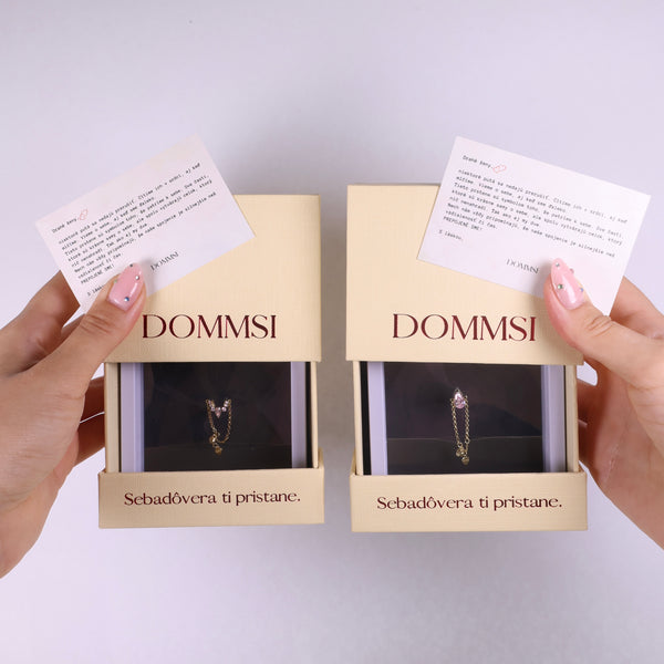 Prepojené sme - set dvoch prsteňov - pozlátené, ružové zirkóny