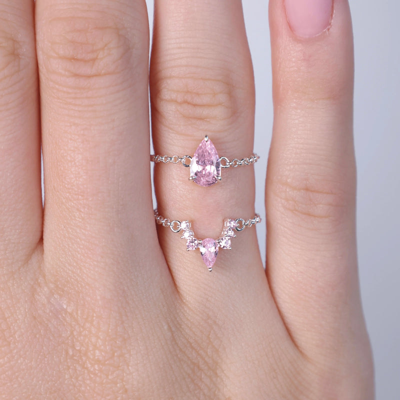 Prepojené sme - set dvoch prsteňov - striebro, ružové zirkóny